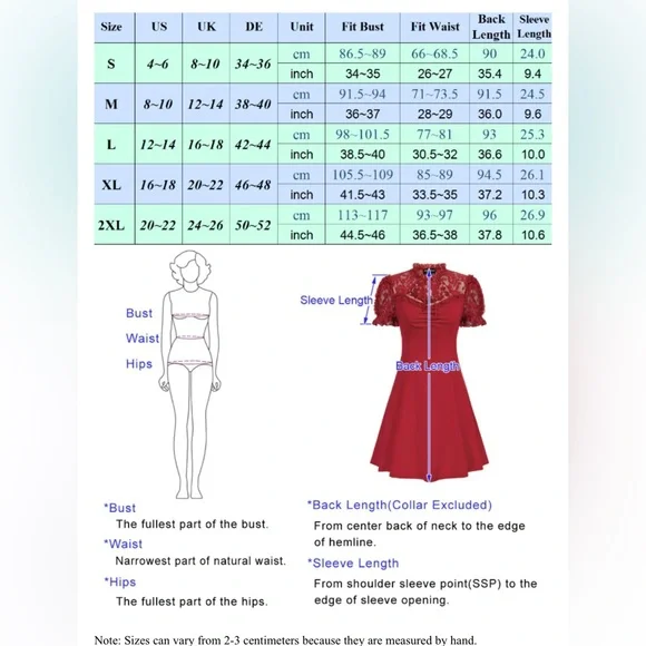 Scarlet darkness Lace Patchwork Hollowed-out Front A-Line Dress NWT - Picture 8 of 12